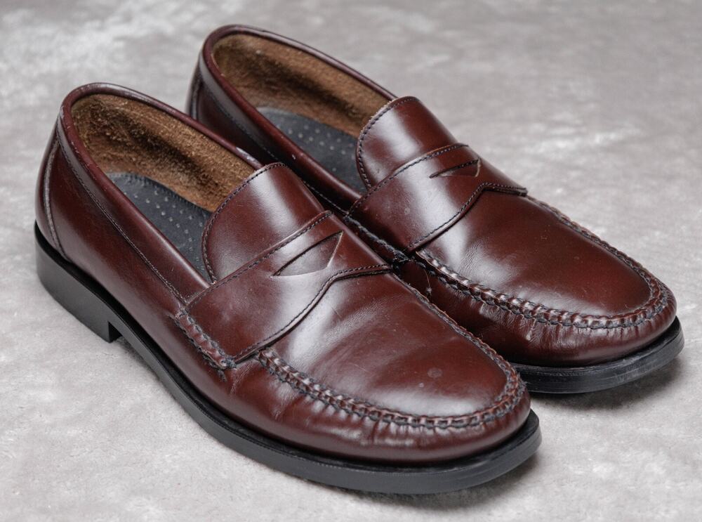 GH Bass Zevon Burgundy Leather Penny Loafers Mens Size 10.5